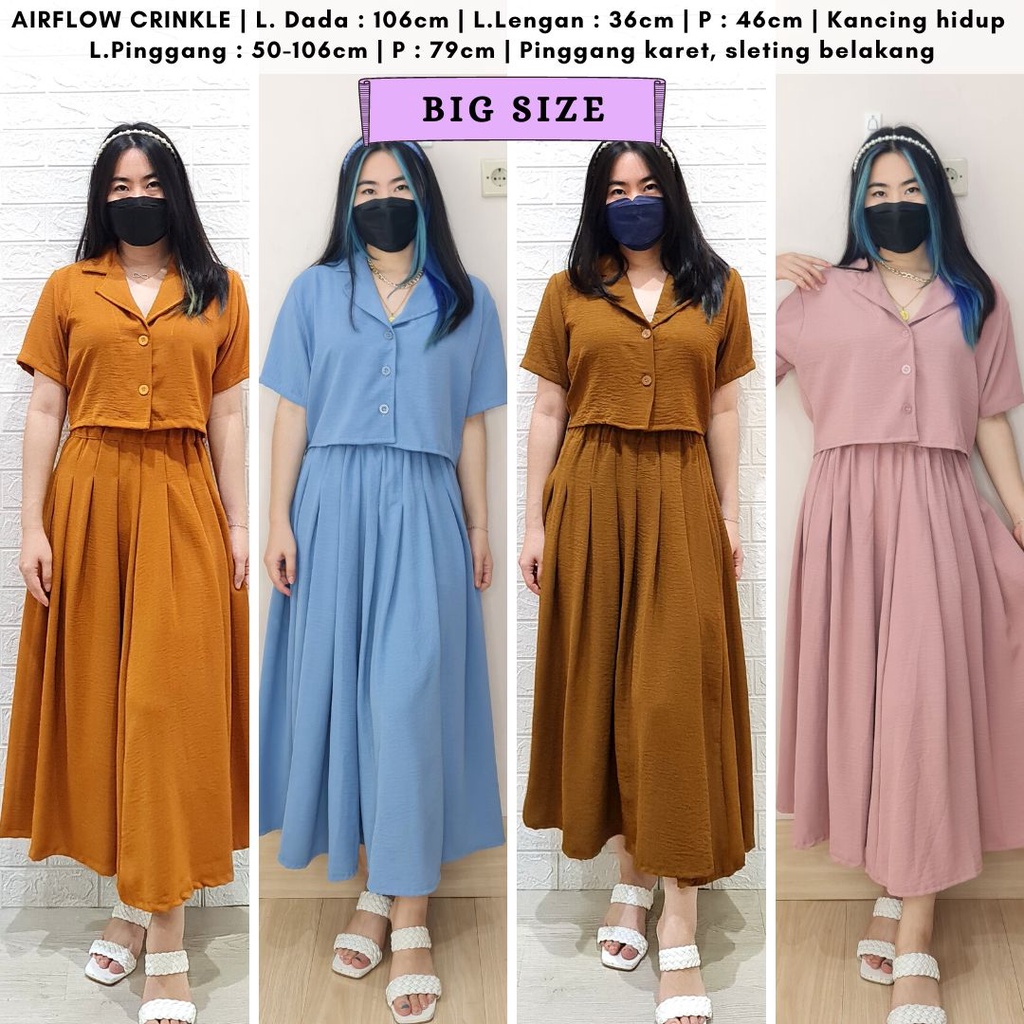 4569 madieca button collar airflow long skirt one set rok