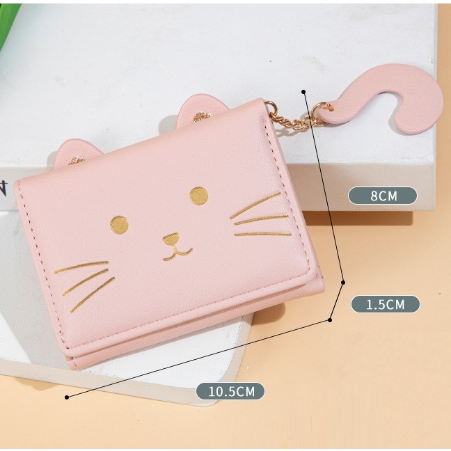 DOMPET LIPAT WANITA FASHION CEWEK BRANDED BATAM MINI KULIT PINK BISGSKY KARTU UANG KOIN IMPORT MURAH WA649P3 LUCU CEWEK KOREA KECIL PENDEK PREMIUM SIMPLE