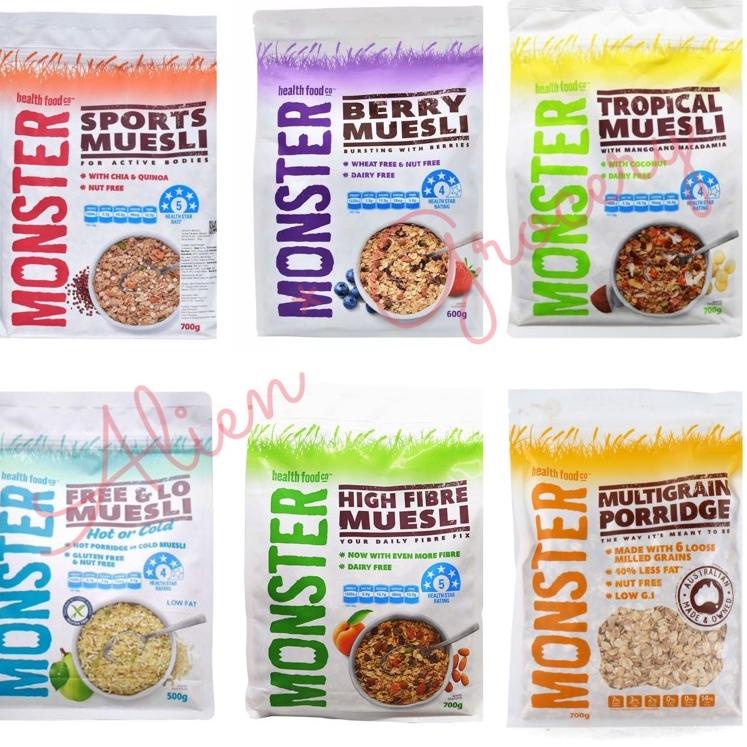 

ⅎ Monster Muesli High Fibre Sports Tropical Free & Lo Berry Multigrain Porridge ✪