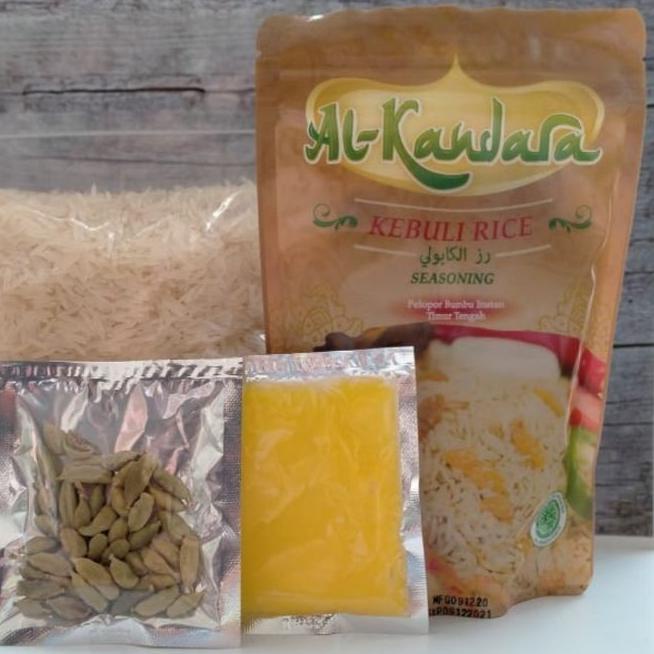 

☪ Paket Nasi Kebuli Briyani Mandhi Bukhori Kabsah instant Alkandara komplit Dengan beras basmati 1kg ➻