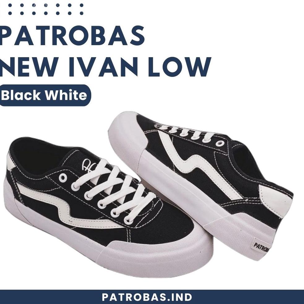 TREN TERBARU PATROBAS - SEPATU PATROBAS IVAN LOW BLACK WHITE - SNEAKERS - PETROBAS - SEPATU PRIA - S