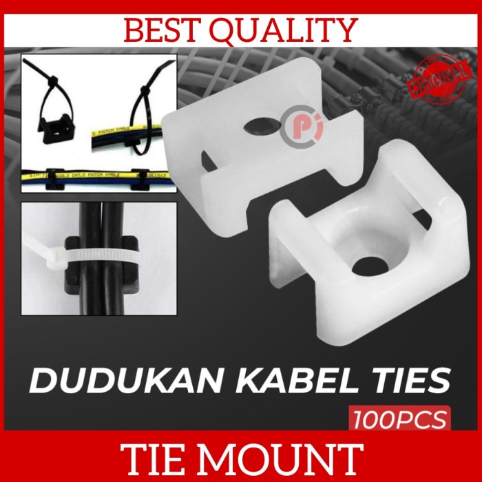 Isi 100 Pcs Dudukan Kabel Ties Zip Tie Mount Cord Organizer HC 1 2 s