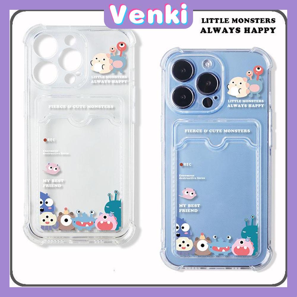 For iPhone 14 Pro Max Clear Card Storage Card Holder Case Cute Cartoon Monsters Camera Protection Shockproof For iPhone 14 13 12 11 Plus Pro Max 7 Plus X XR