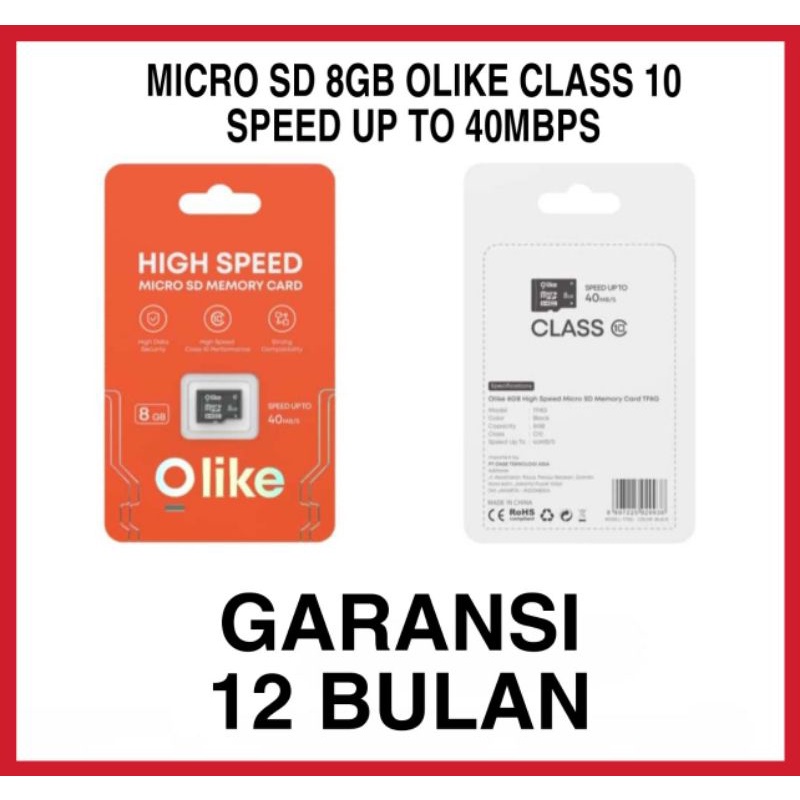 OLIKE MICRO SD 8GB CLASS10 40MB/s