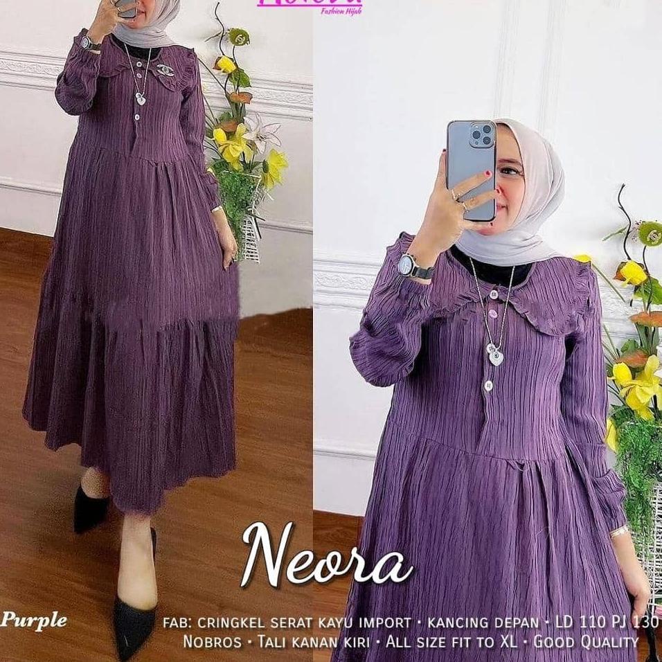 ★ NEORA DRESS MIDI CRINKLE / GAMIS JUMBO / GAMIS BUSUI / GAMIS POLOS CRINGKLE SERAT KAYU LADY CRUSH 