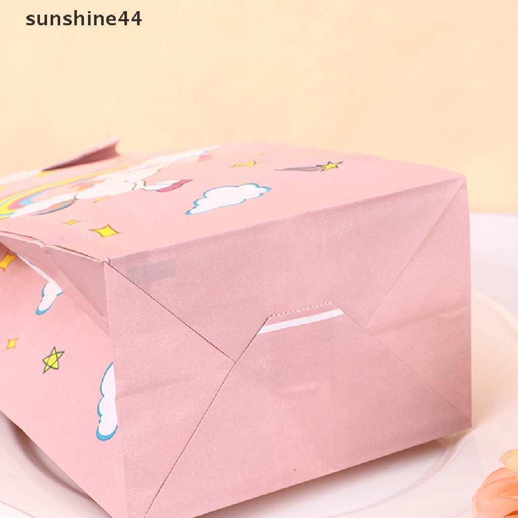 Sunshine 12Pcs/Pack Unicorn Paper Candy Gift Bag Kantong Kertas Kraft Kue Pesta Unicorn ID