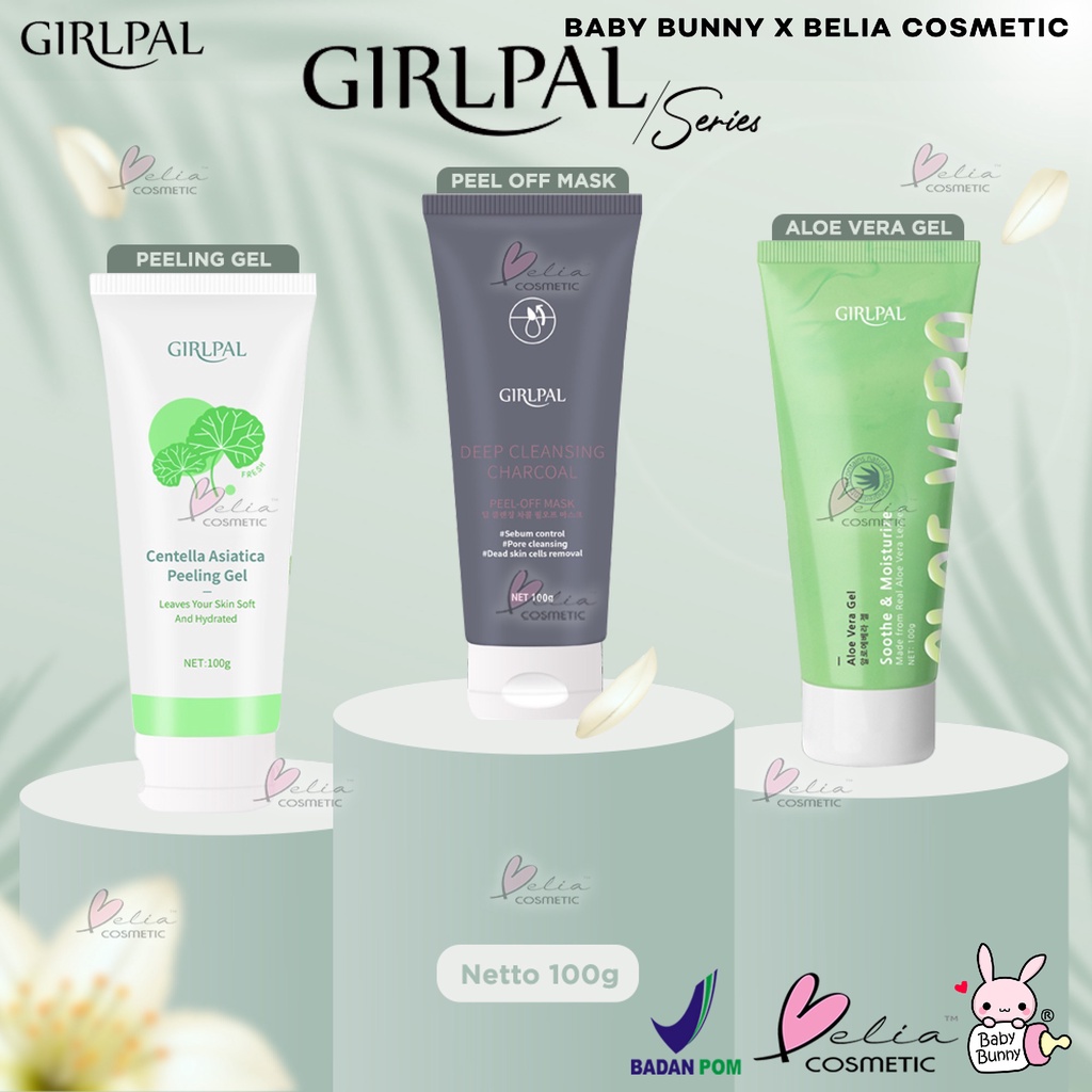 ❤ BELIA ❤ GIRLPAL Aloe Vera Gel 100g | Deep Cleansing Charcoal 100g | Centella Asiatica Peeling Gel 100g | BPOM