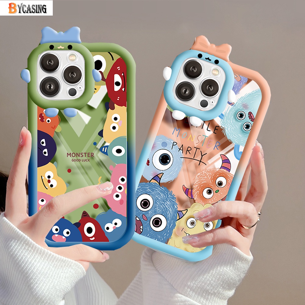 Samsung A04 A04S A04E A03s A03 A23 A32 A12 A13 A22 A10 A20 A31 A02s A21s A11 A53 A51 A52 A50 M22 M32 Clear Case 3D Bow Monster Lensa Little Monster Party Shockproof Phone Cover BY