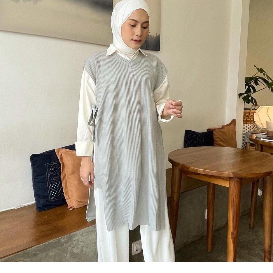 ➢ Vest Rompi Rajut Long Tali Tunik / Vest Rompi Tali Outerwear Rajut ►