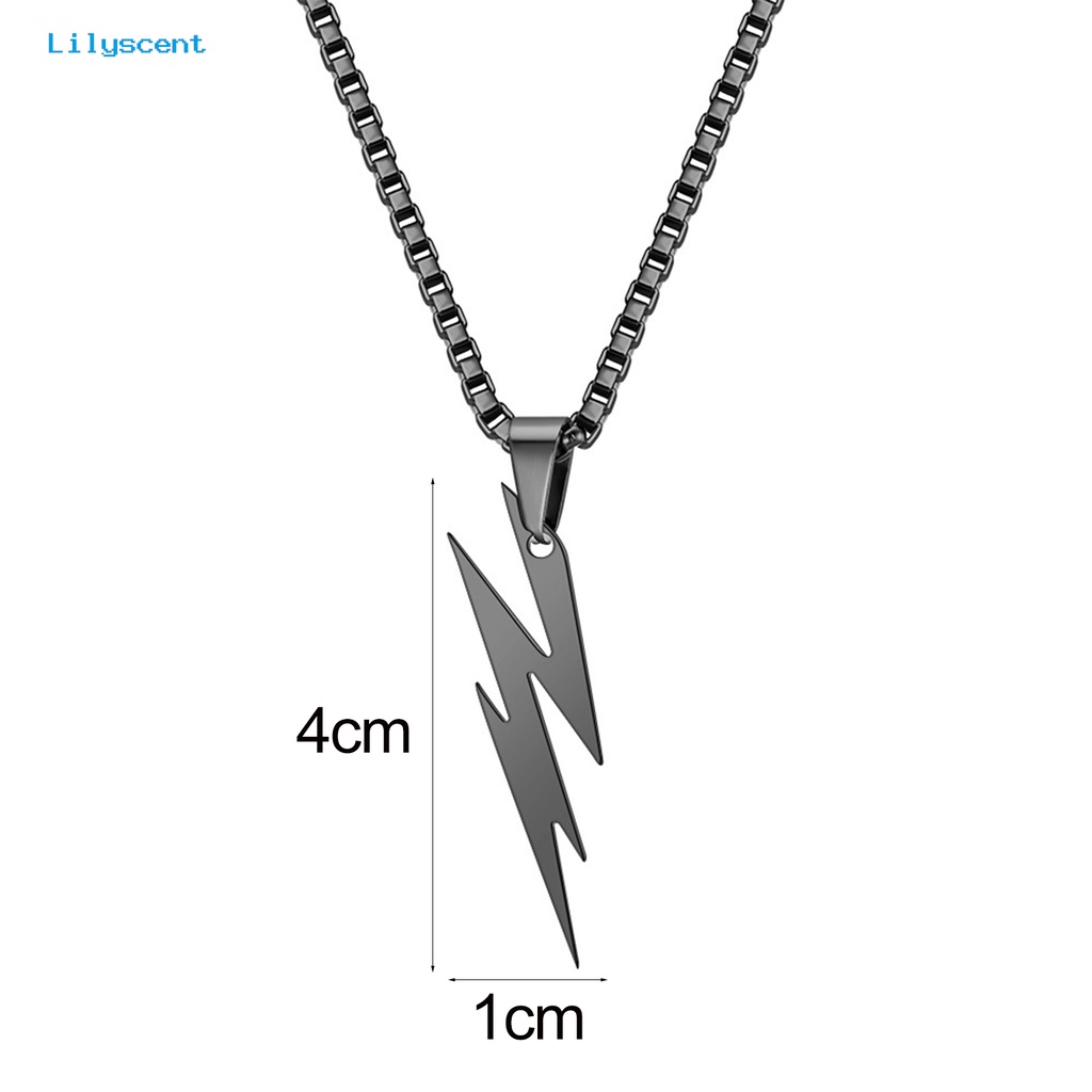 [LS] Pria Liontin Kalung Unisex Rantai Warna Solid Thunder Flash Bentuk Leher Dekorasi Gaya Hip Hop Geometris Pria Kalung Dewasa Perhiasan