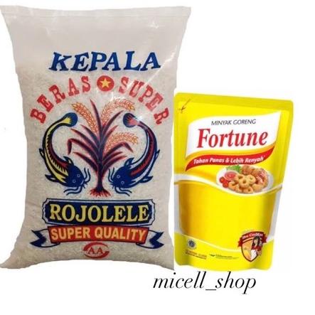 

☄ PAKET 9 Paket sembako Beras 5 liter & minyak 1 liter ❉