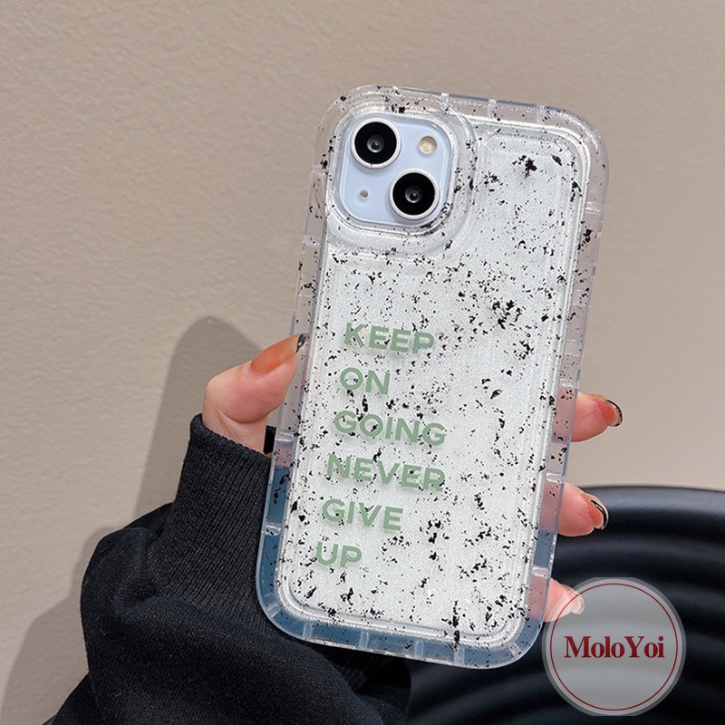 IPHONE Art Speckle Ink Pattern Simple Letter Casing Kompatibel Untuk Iphone11 7 8 Plus14 13 12 Pro MAX XR 6 6S X XS MAX Shockproof Airbag Transparan Bening Soft Case