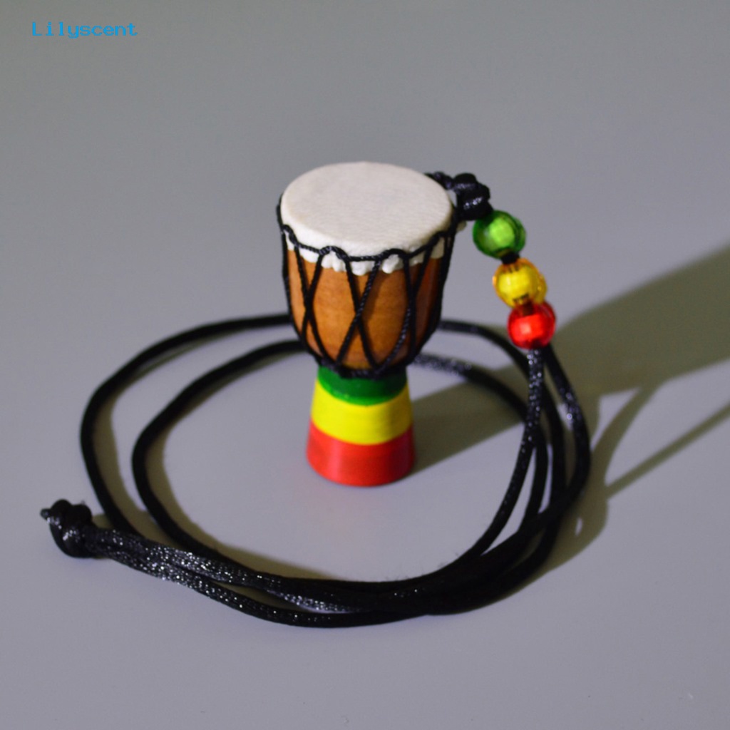 [LS] Tali Kalung Handmade Alat Musik Tergantung Klasik Ornamen Leher Dekorasi Seni Kerajinan Mini Afrika Drum Liontin Kalung Properti Fotografi