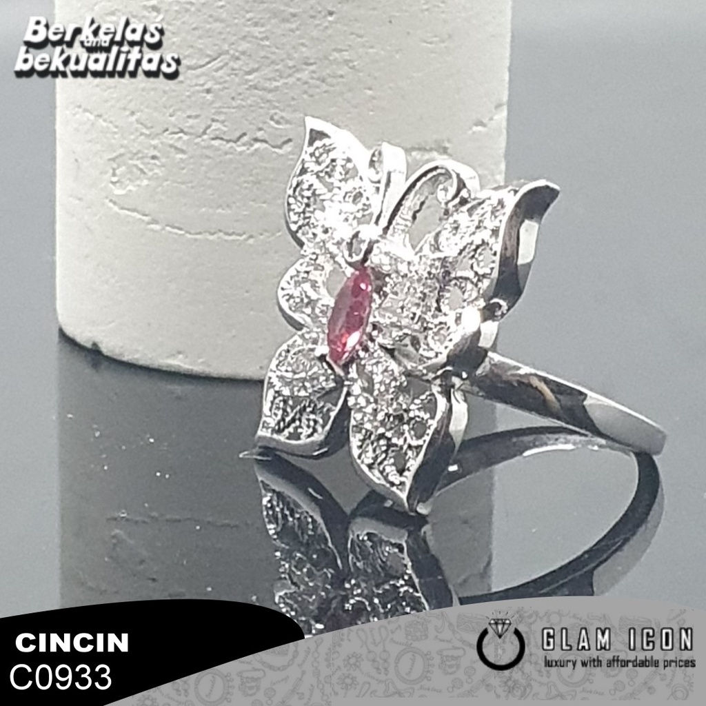 Cincin mata merah motif kupu kupu C0933 CCS