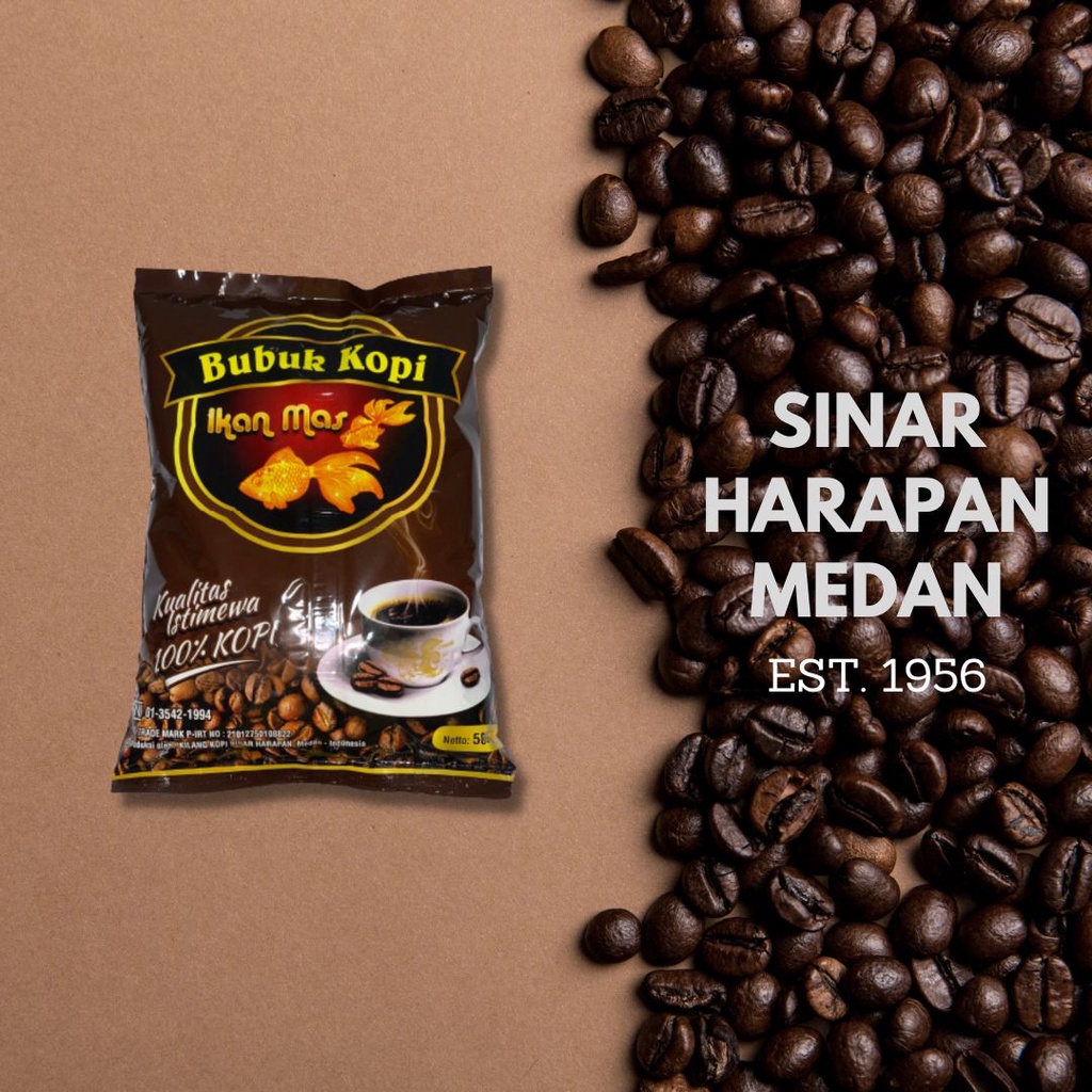 

kopi Arabika/Robusta cap Ikan Mas kemasan 500 gr