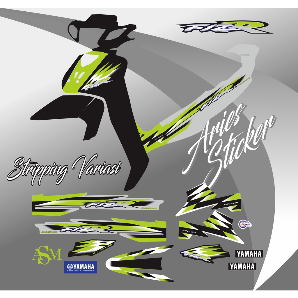 STRIPING STIKER LIS FIZ R MILENIUM HIJAU SILVER