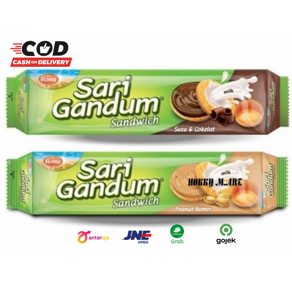 

(HOKKY) Roma Biskuit Sari Gandum Peanut Butter Susu Coklat Sandwich 115gr Snack Cemilan Anak