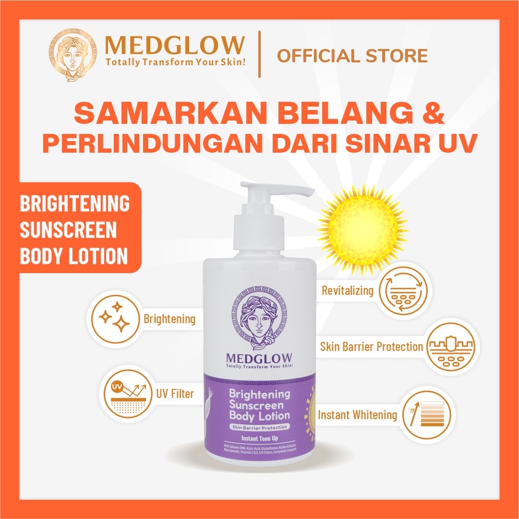 𝐌𝐄𝐃𝐆𝐋𝐎𝐖 𝐂𝐋𝐈𝐍𝐈𝐂 Lotion Pemutih Instant Whitening Tone Up Salmon DNA Ceramide Alpha Arbutin Collagen K
