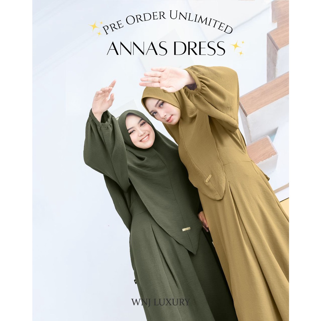 ANNAS DRESS WANOJA GAMIS SYARI MURAH CANTIK BAJU BUSANA MUSLIM BUSUI HAJI UMROH PUTIH WHITE HITAM BL