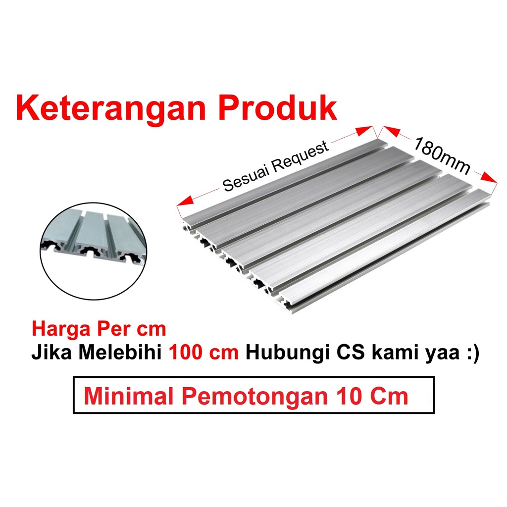 [HAEBOT] Aluminium Profile Base Plate CNC 18cm GB15180 Alas Bed Per Cm  Alumunium Profil Frame Datar Extrusion Mini Kerangka Mekanik Series 15mm x 180mm 3D Printer