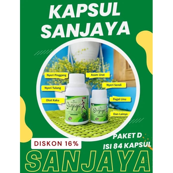 KAPSUL SANJAYA ORIGINAL ISI 84 KAPSUL ASAM URAT, PEGAL LINU, PINGGANG, OTOT KAKU, SENDI, STROKE, DLL