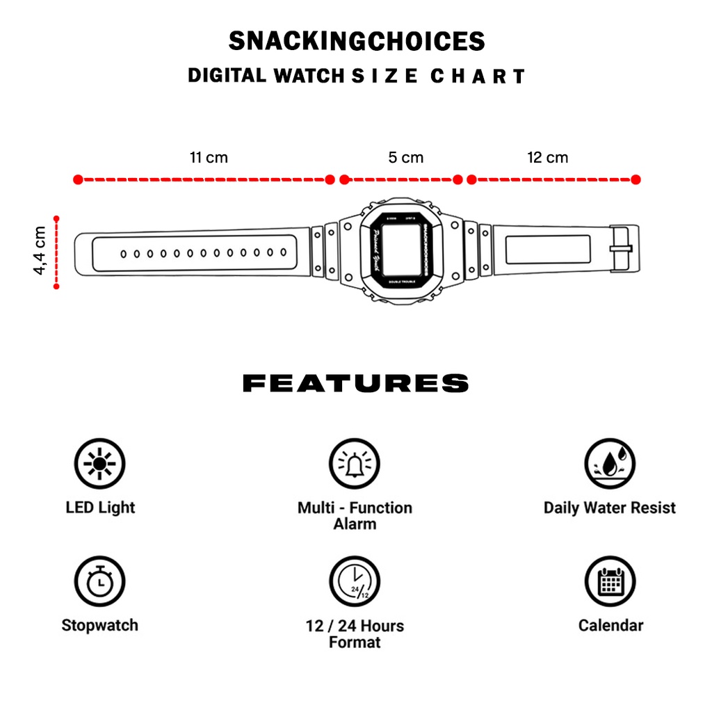 Watch | Jam Tangan Digital | Audy | Black | Snackingchoices