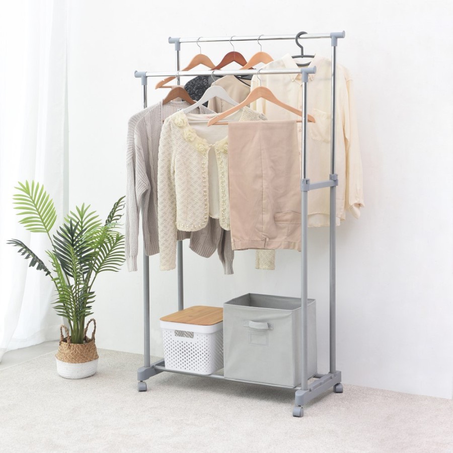 Informa Gantungan Pakaian Jemuran Baju Double Tiang Standing Hanger