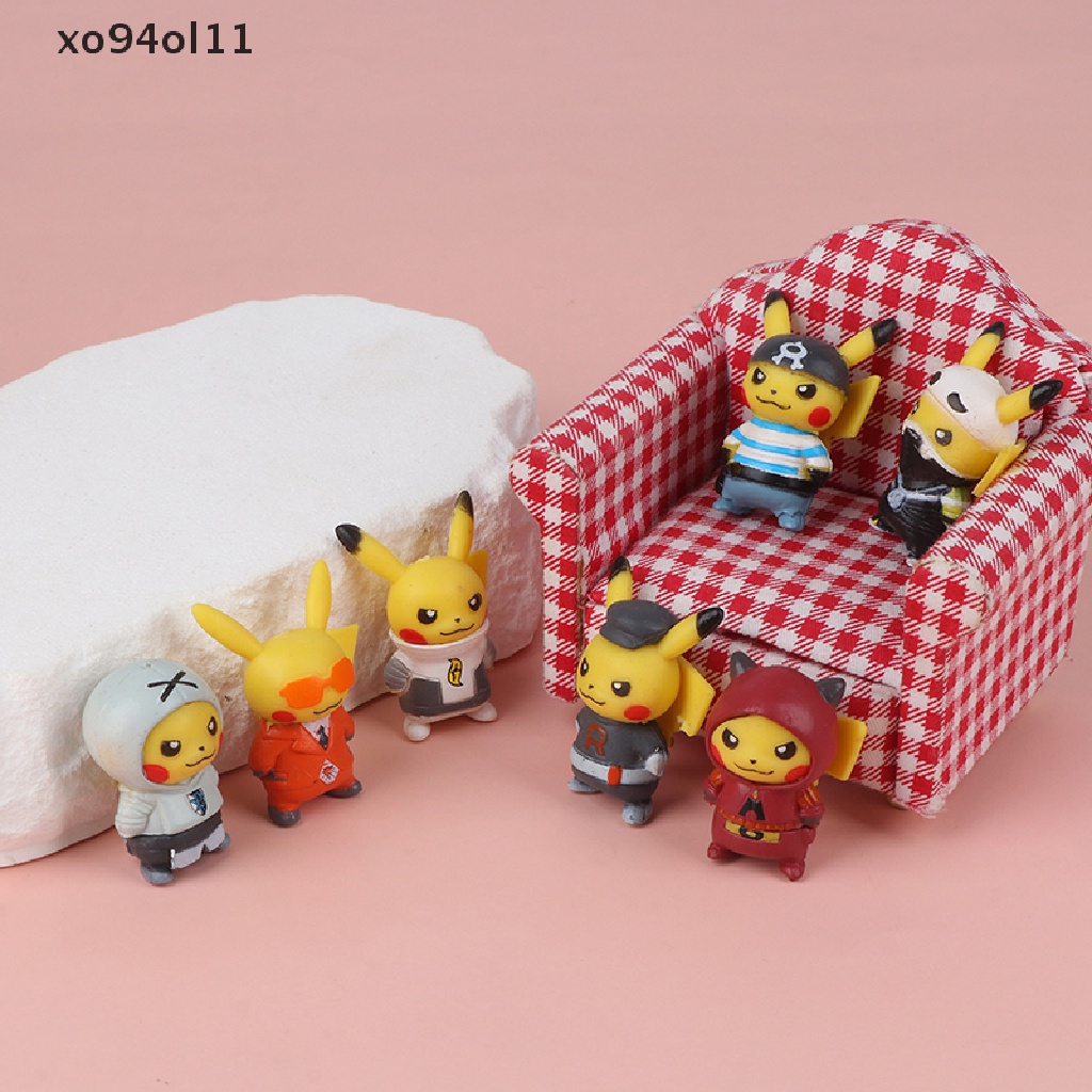 Xo 1Set Figure Anime Pokemon Pikachu 7gaya Mainan Prank Dress Up Model Ornamen OL