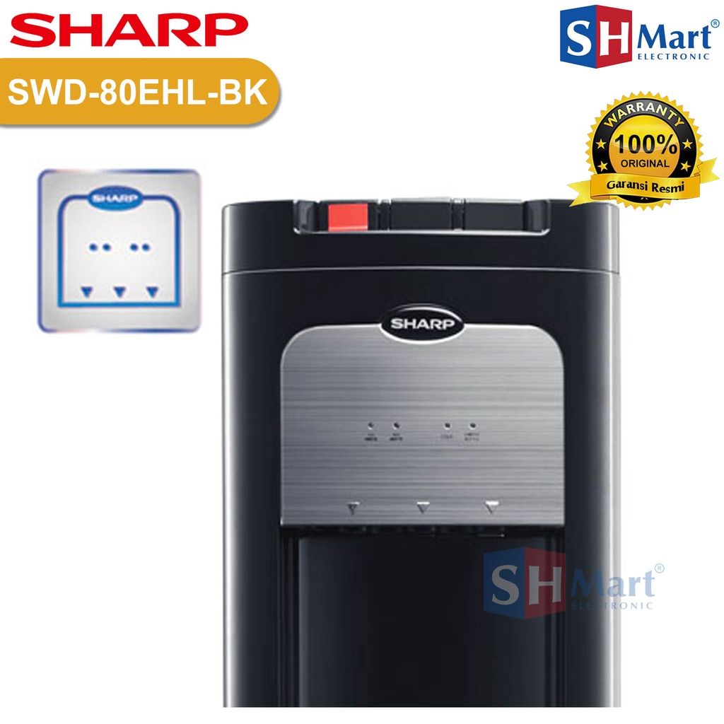 DISPENSER GALON BAWAH SHARP SWD-72EHL-BK / SWD-80EHL-BK HITAM - GARANSI RESMI