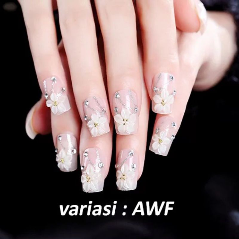 KUKU PALSU MURAH GLAMOUR/ FAKE NAILS FREE LEM KUKU/KUKU PALSU 3D PENGANTIN