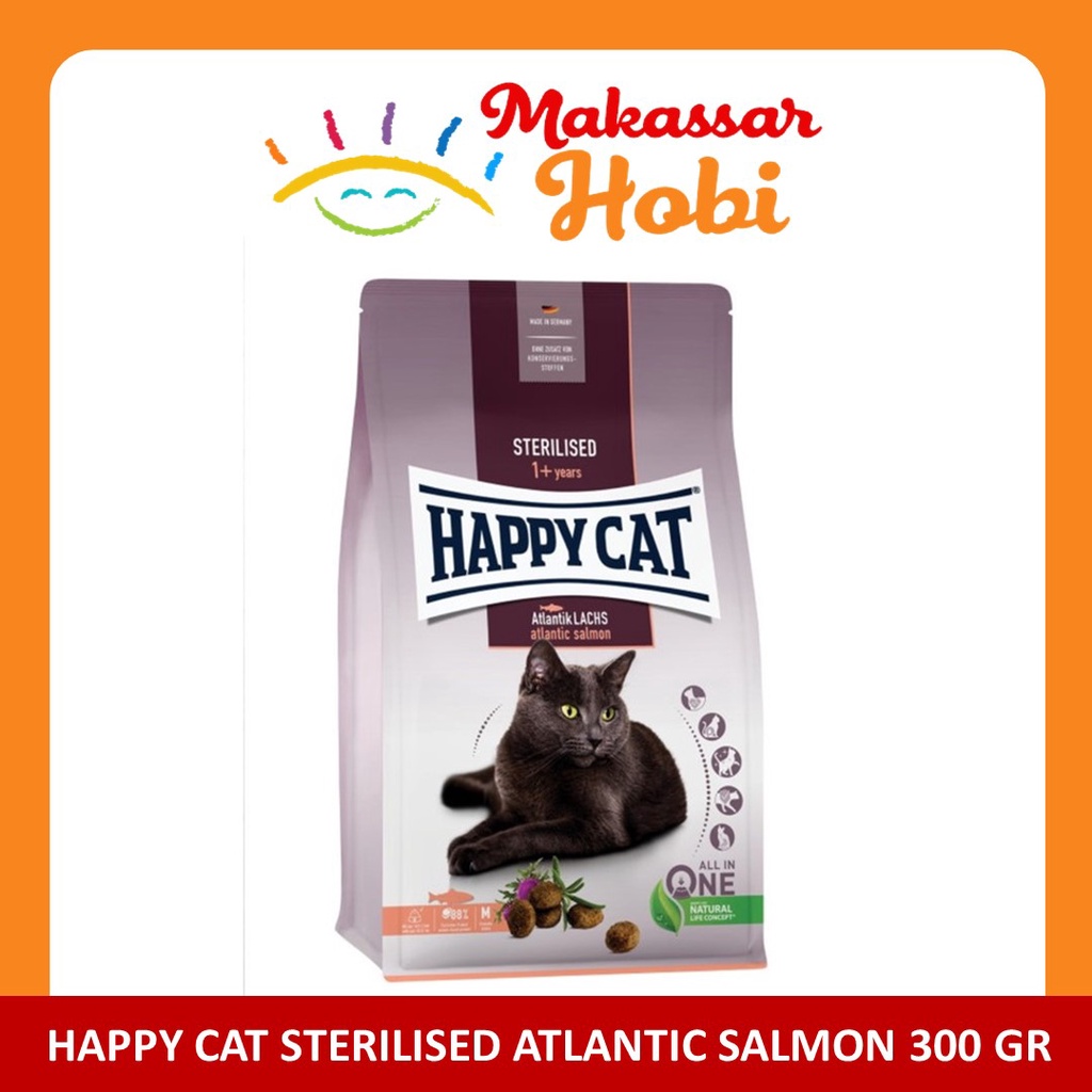 Happy Cat Adult Sterilised Atlantic Salmon 300gr Makanan Kucing Dewasa