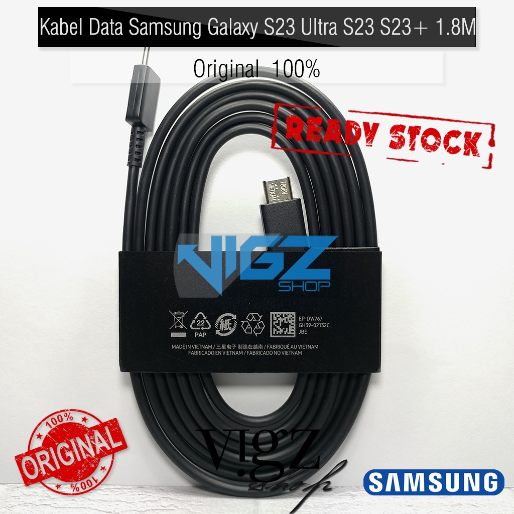 Kabel Data Samsung Galaxy S23 Ultra S23 S23+ USB C to USB C 1.8M Original 100%