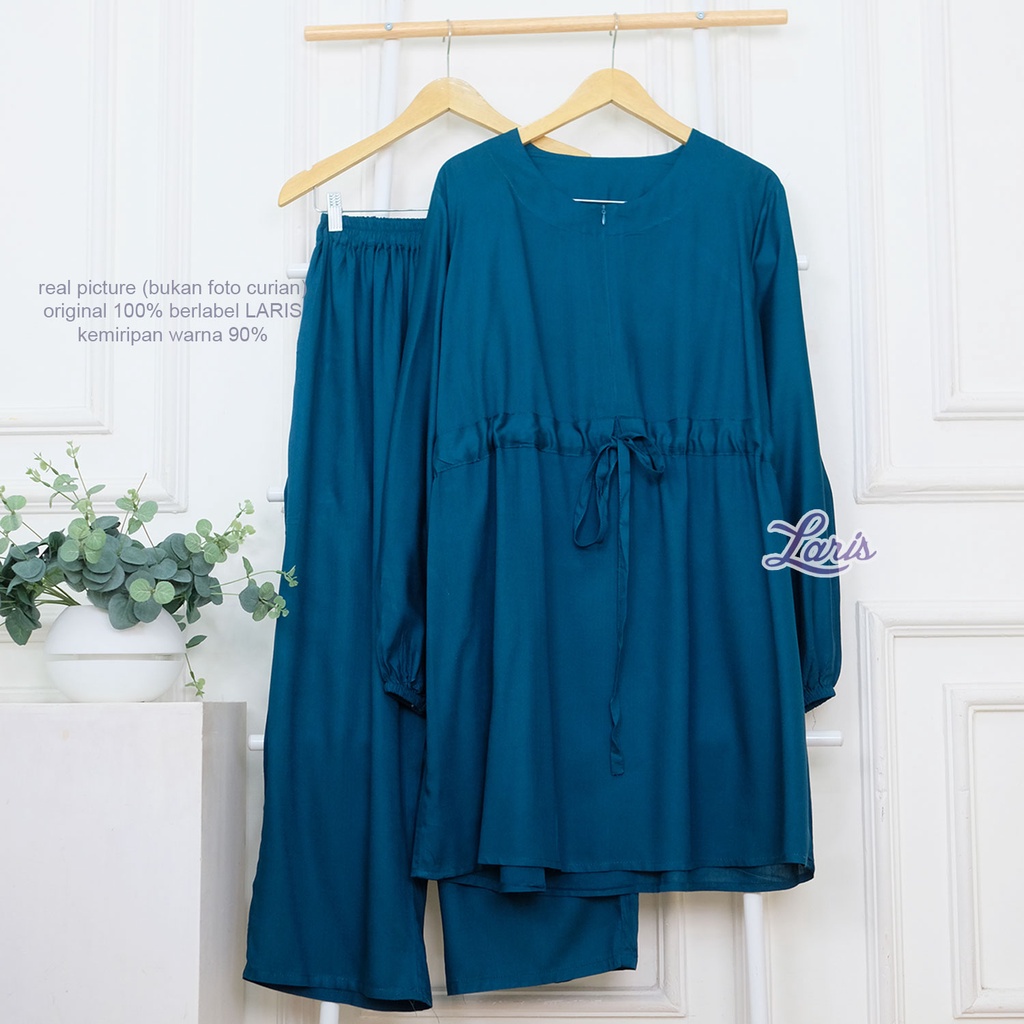 BIGSIZE | XL XXL 5L LD 110 120 140 Setelan Panjang Baju Tidur Piyama Serut Amanda Oneset Tunik Jumbo Rayon Super Busui Friendly Original LARIS