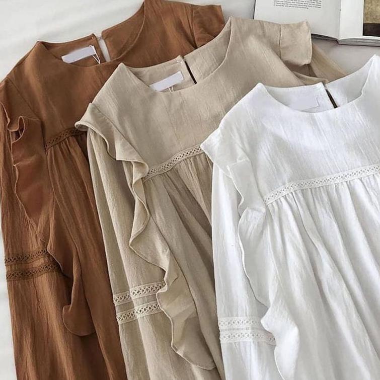 VIRAL BLOUSE KOREA SAKA BLOUSE ATASAN WANITA KOREAN STYLE BLOUSE BEST SELLER