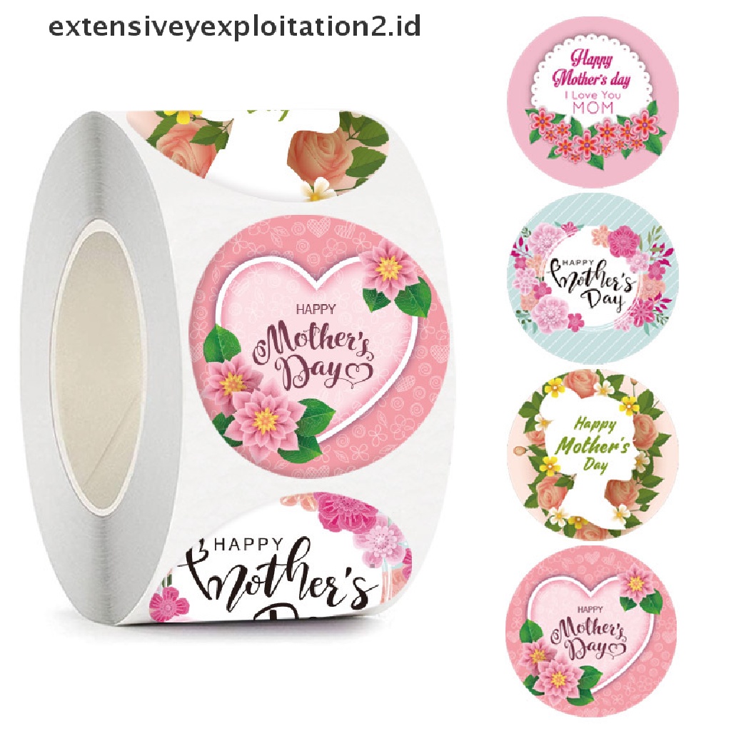 {NEW} 500pcs/roll Stiker Label Hadiah Happy Mother's Day Kraft Gift Sealing Stickers.