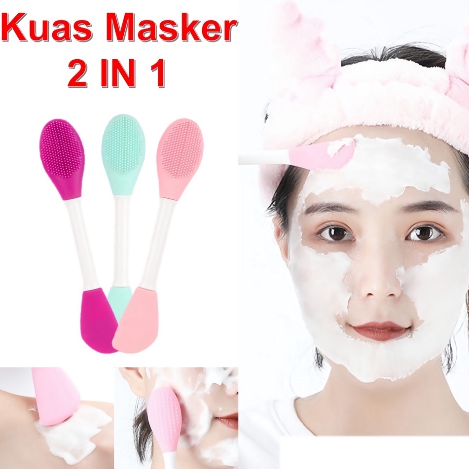 Sikat Pembersih Komedo dan Spatula Masker Silikon Wajah 2 in 1