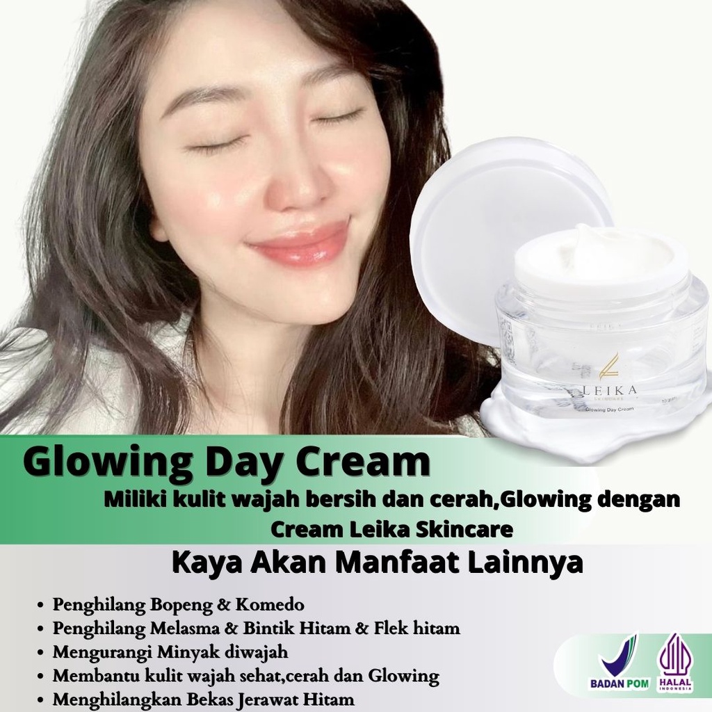 Ampuh Glowing Day Cream Leika skincare Bpom cream wajah glowing bpom cream pemutih wajah glowing cep