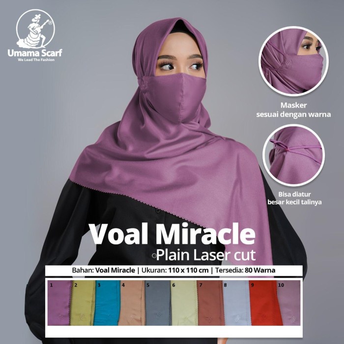 Jilbab VOAL MIRACLE PLAIN by Umama Scarf with Mask G.07 - 4