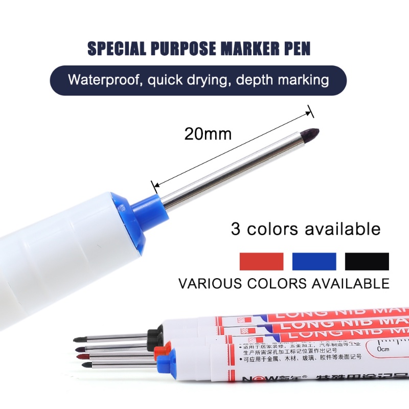 [Unggulan] 20 /21/32mm Long Head Marker Pen Pemanjang Pen Penanda Kepala Cepat Kering Tahan Air Ubin Penanda Minyak Serbaguna Penanda Lubang Dalam Pulpen Alat Penanda Tukang Kayu