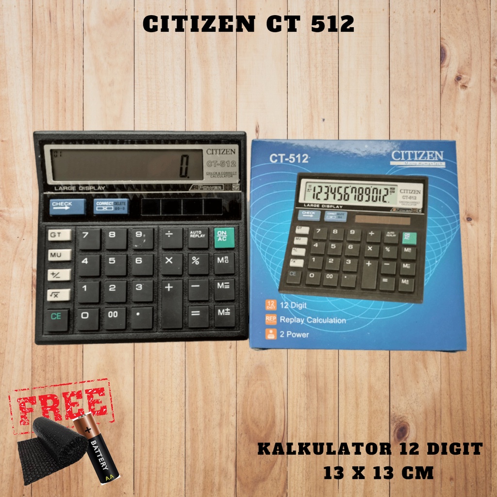 

Kalkulator Sedang Murah Best Seller Kantor Dagang Display 12 Digit Double Power Ukuran 13 x 13cm CT 512