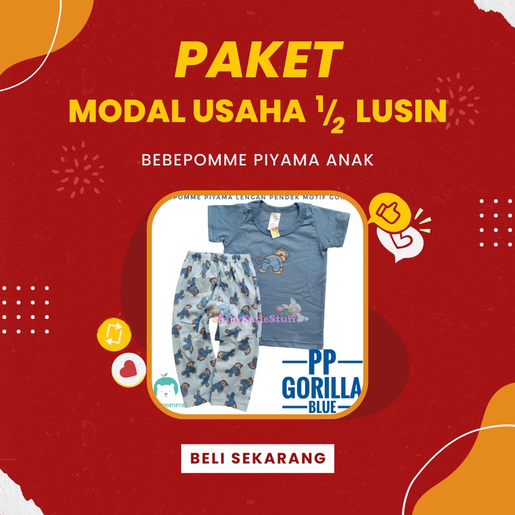 PAKET MODAL USAHA 1/2 LUSIN PIYAMA PENDEK BAYI DAN ANAK USIA 6 BULAN SAMPAI 3 TAHUN/BEBEPOMME BAJU T