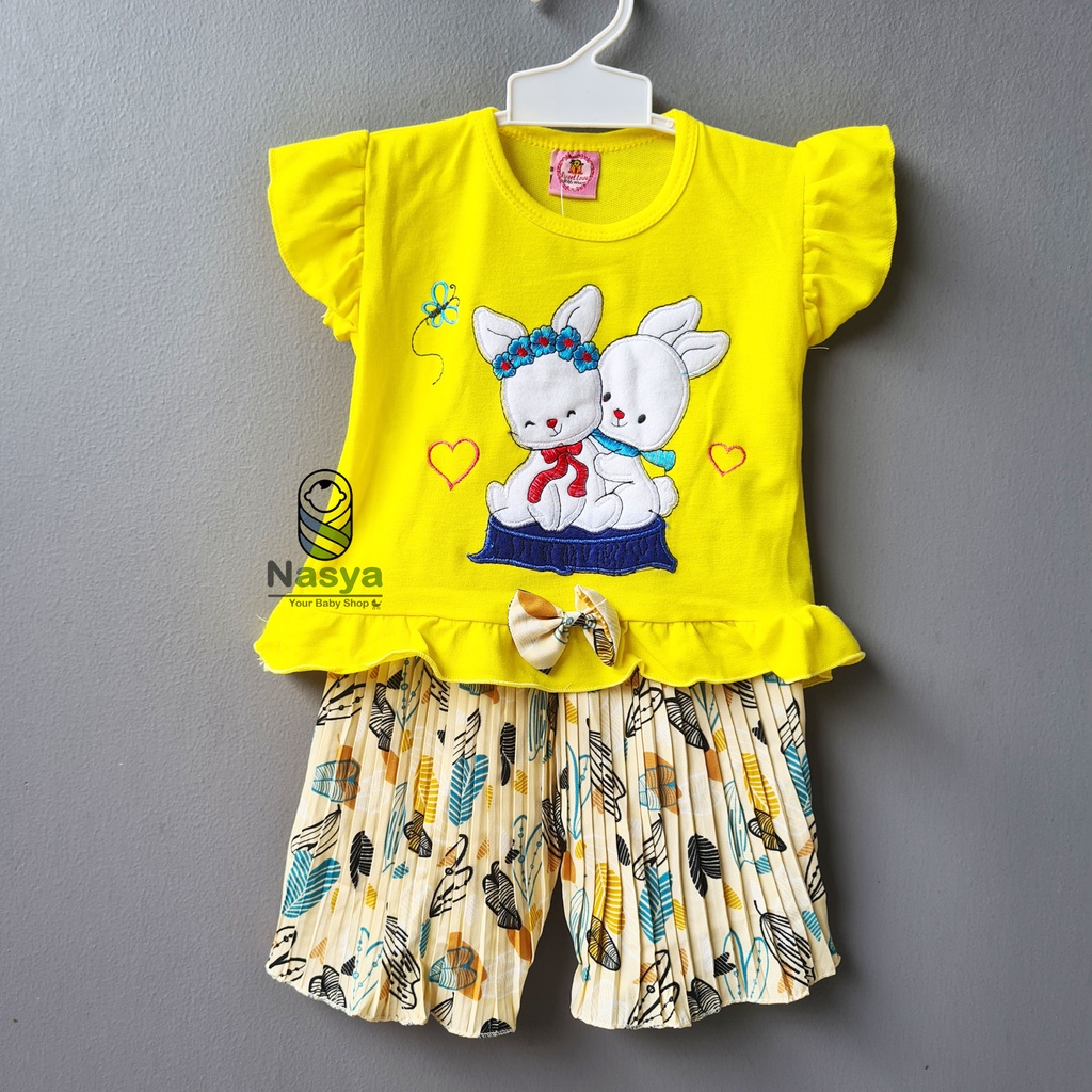 [SL-027] Setelan baju Anak Bayi Perempuan / Setelan plisket pendek
