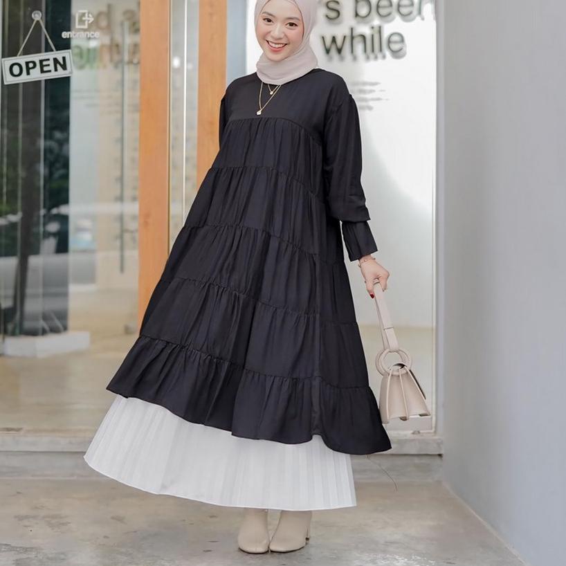 Ready Stock CEMPAKA TUNIK FULL RUFLE / CEMPAKA TUNIK JUMBO RAYON PREMIUM RUFFLE /MIDI DRESS CREPE ✢k
