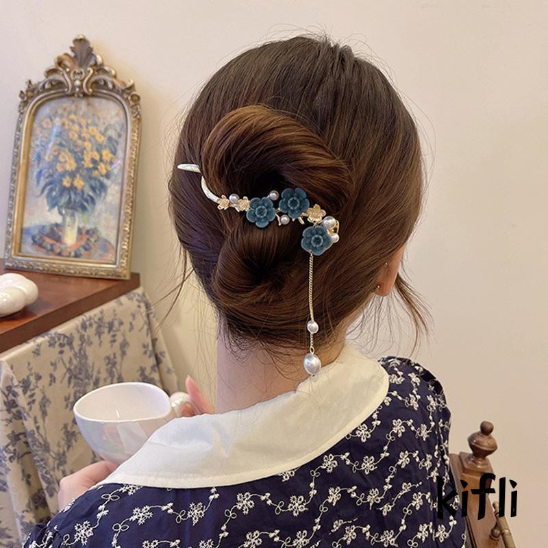[KD] Plum Bunga Bobby Pin Temperamen Perempuan Indah High-end Jepit Rambut Super Peri Gaya Kuno