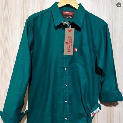 Terwuwu kemeja panjang pria cowok gatlemen cowok biru navy dongker polos formal kantor Real pick-Sea Green
