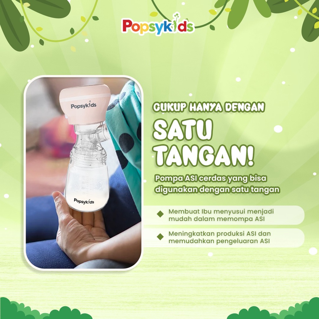 Popsykids Rechargeable Breast Pump Portable – Wireless Pompa ASI Portable – Food Grade BPA Free Automatic Handy Electric Breast Pump Portable