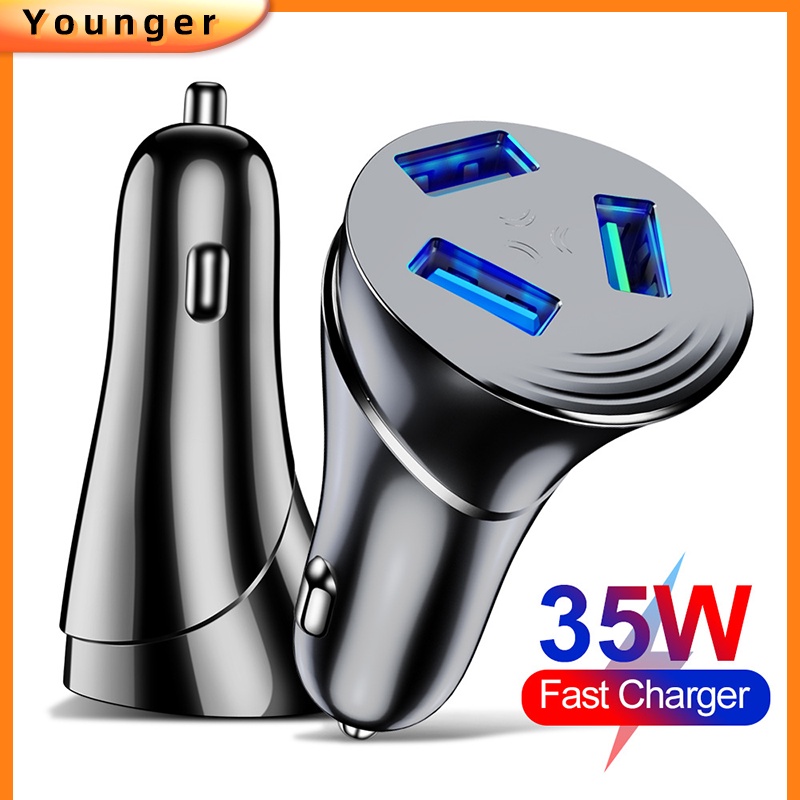 New Dovetail Butterfly 6A Fast Charging Adapter 3USB In Car Travel Charger QC3.0 Charger Mobil Untuk i-Phone Android Type C