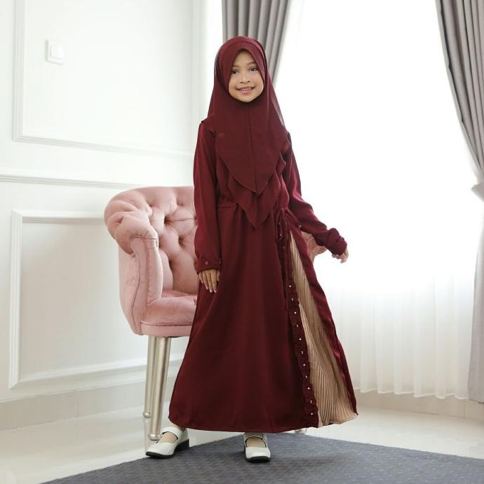 Gamis Anak Granada Ghazia warna Maroon