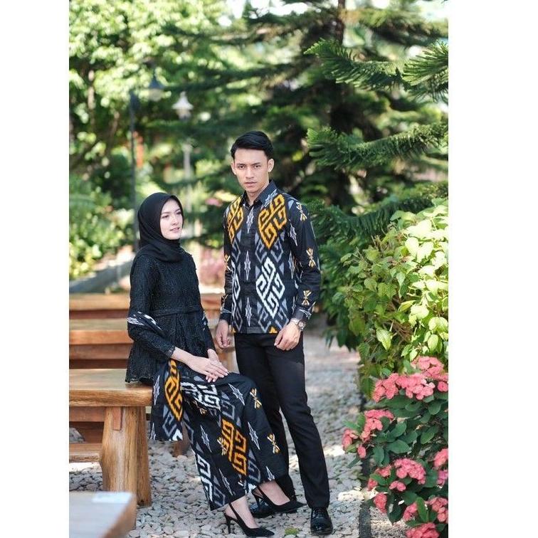 Menarik BATIK COUPLE KEBAYA TUNANGAN AGHNIA HITAM LAMARAN WISUDA KONDANGAN