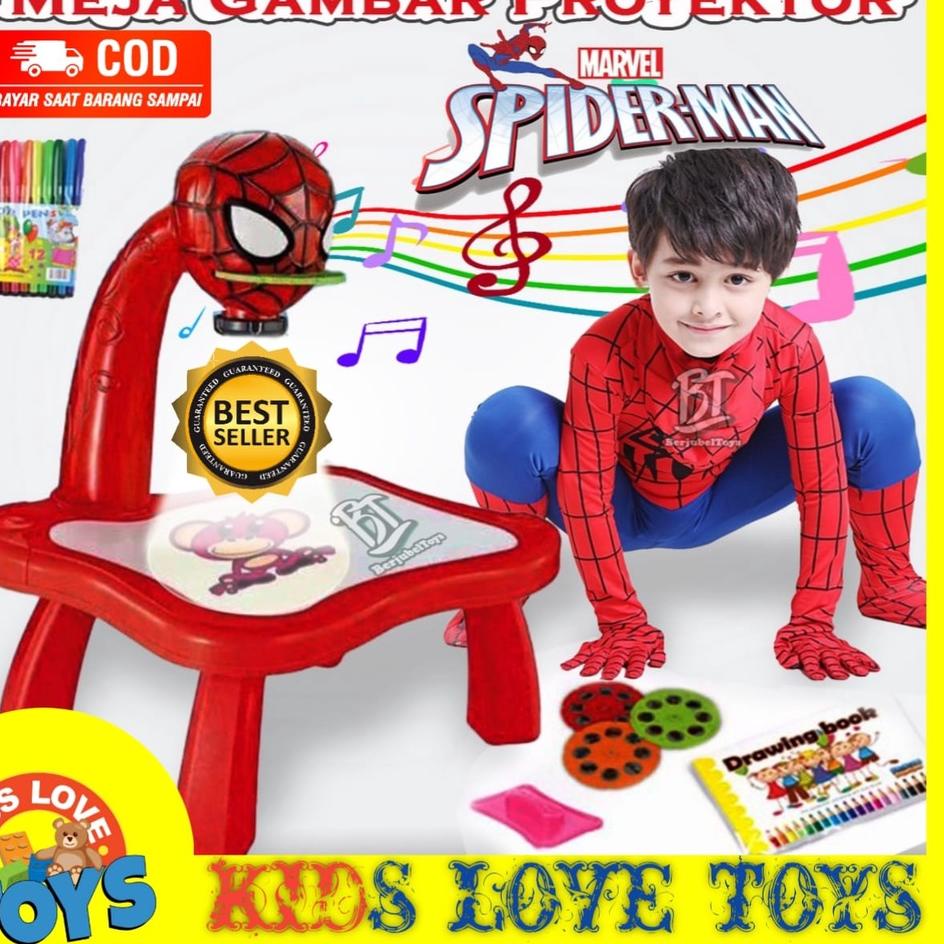 ❊ MAINAN ANAK MEJA BELAJAR GAMBAR ANAK PROYEKTOR SPIDERMAN CAPTAIN & JERAPAH DRAWING / MAINAN ANAK T
